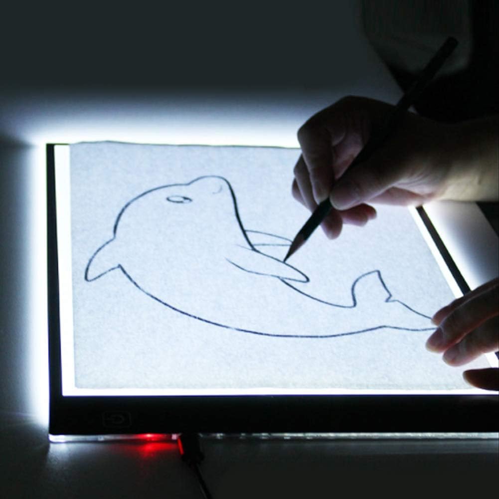 Caja de luz de rastreo, brillo A5 ajustable 3 niveles de atenuación LED almohadilla de luz para animación, diseño de pintura, dibujo, boceto