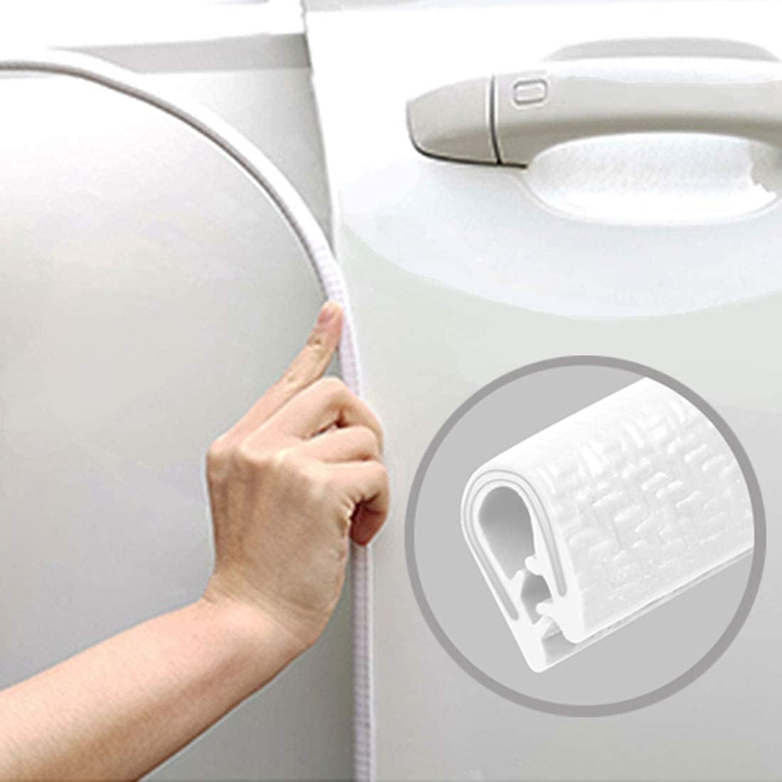 Borde blanco de goma con canal en U con metal de 12 x 38 pulgadas, para espacio de 364 a 14 pulgadas, tira de sellado de borde de puerta de