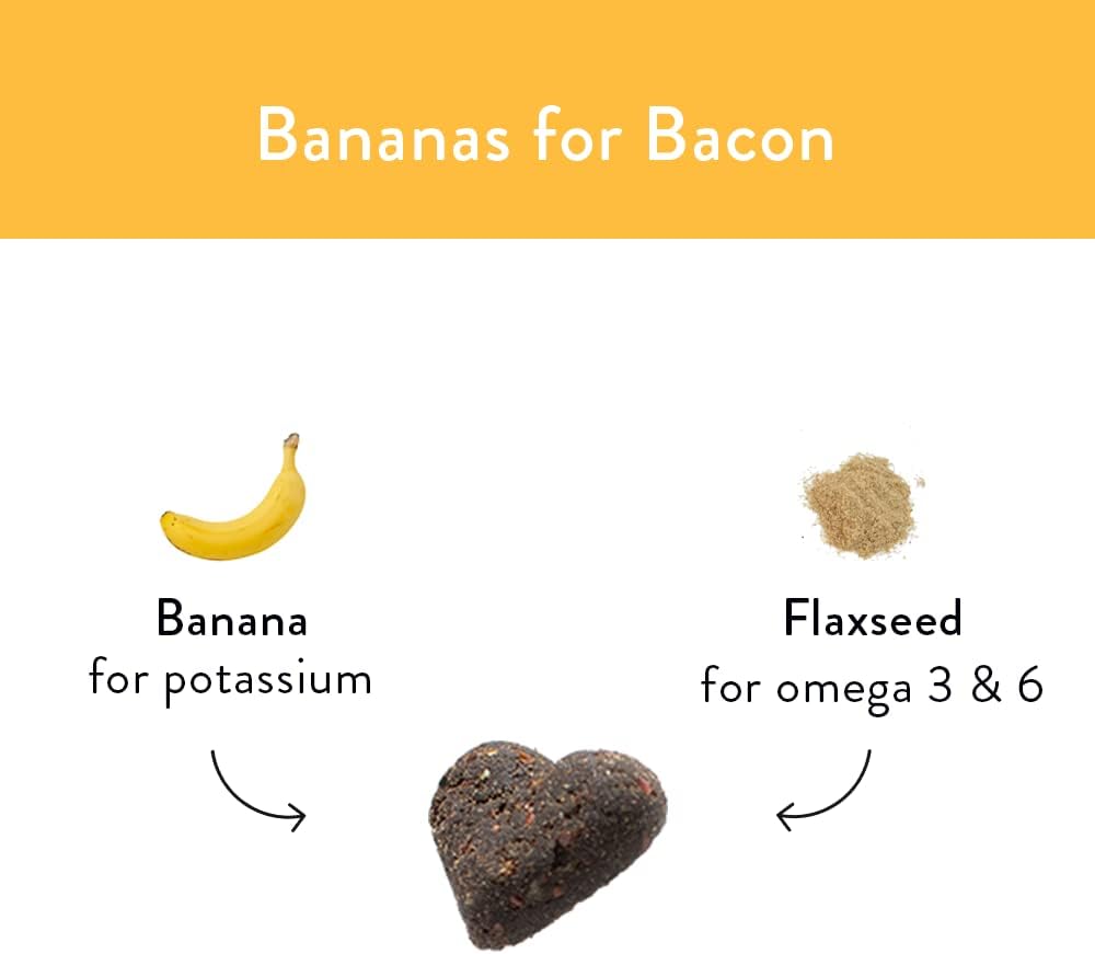 Shameless Pets Golosinas suaves para perros, plátanos para tocino, masticables naturales y saludables para el apoyo de la piel y el pelaje con Omega