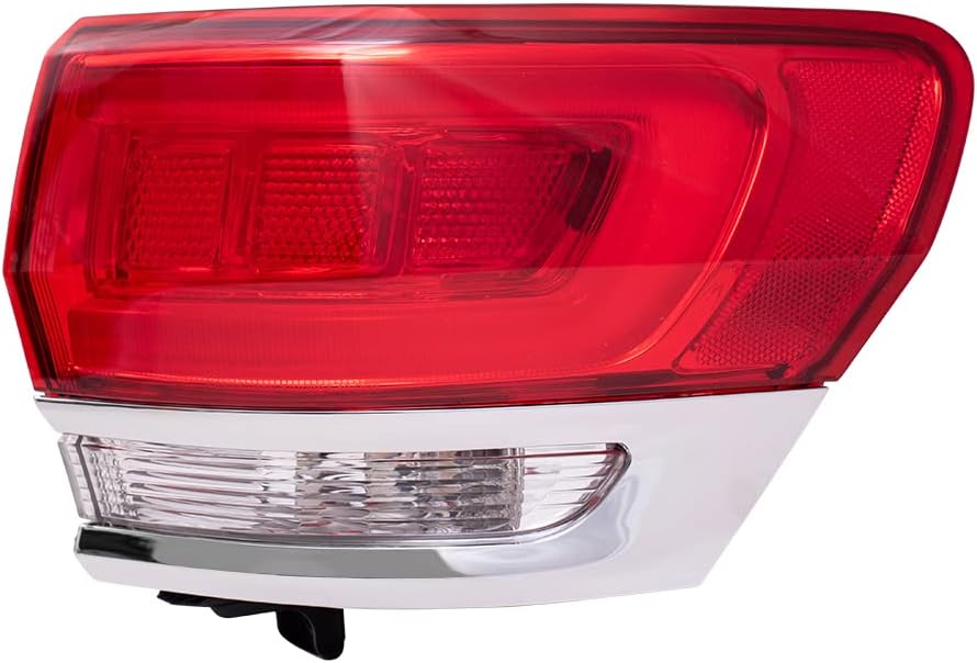 Brock Conjunto de luz trasera lateral del pasajero con bisel cromado compatible con Grand Cherokee LaredoLimitedOverlandSummit 2014-2021