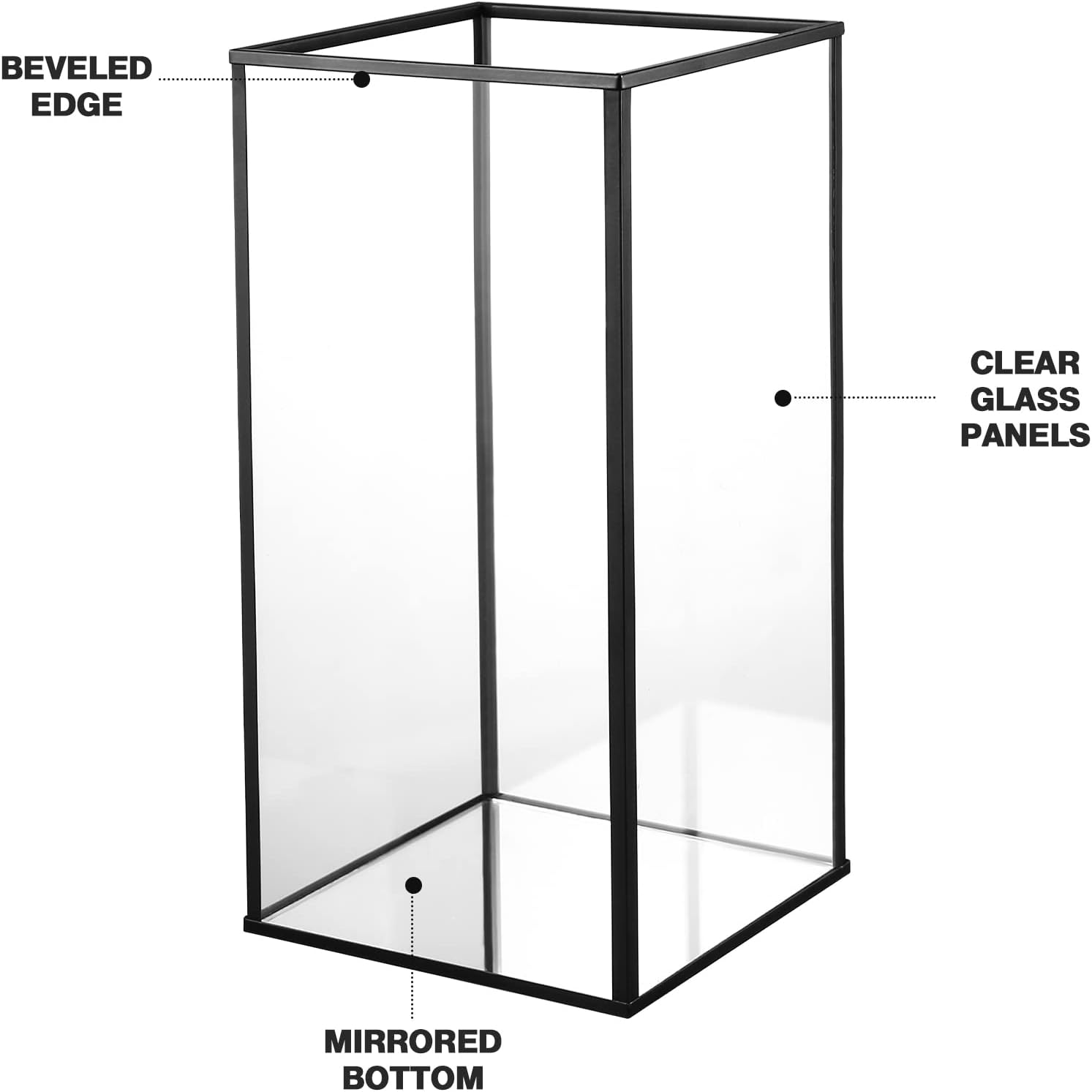 PHOSPHOR Juego de 3 portavelas de cristal para huracán, color negro, para bodas, fiestas, vacaciones, cumpleaños, decoración del hogar