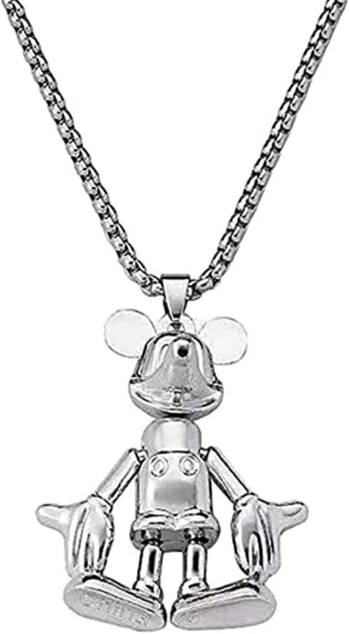 Collar con colgante de metal con figura 3D de personajes de dibujos animados de Mickey, Esmalte, No es una piedra preciosa