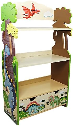 Estante de madera Fantasy Fields, diseño de grietas, color rosado para niños, Reino de dinosaurios, Multicolor