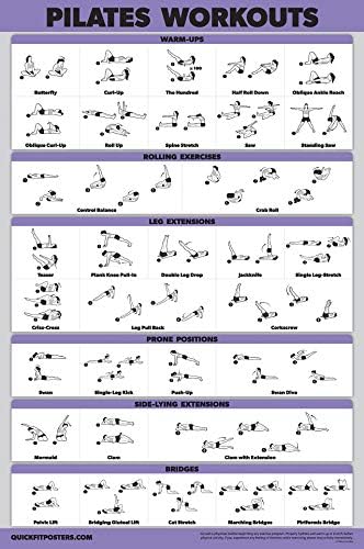 Palace Learning Paquete de 2 ejercicios de calentamiento + ejercicios de pilates – Juego de 2 tablas de entrenamiento (laminadas, 18 x 24 pulgadas)