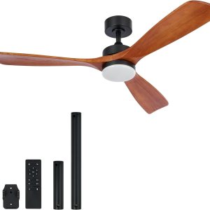 VONLUCE Ventiladores de techo con luces, ventilador de techo para exteriores de 52 pulgadas con control remoto, motor de CC reversible de 6 VONLUCE Ventiladores de techo con luces, ventilador de techo para exteriores de 52 pulgadas con control remoto, motor de CC reversible de 6