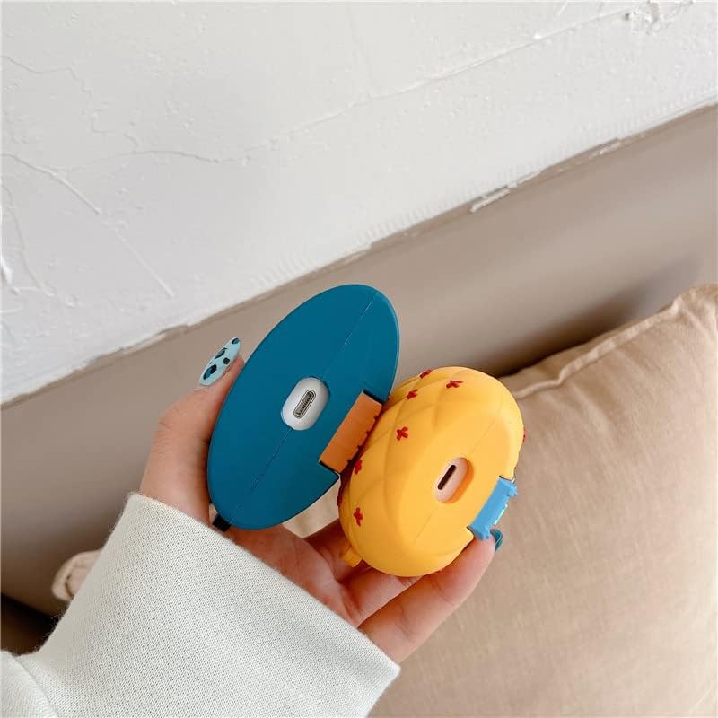 Funda de silicona ultra gruesa y suave con gancho para llavero para Apple AirPods 1, 2, 1 generación, piña de casa, fruta amarilla, dibujos animados