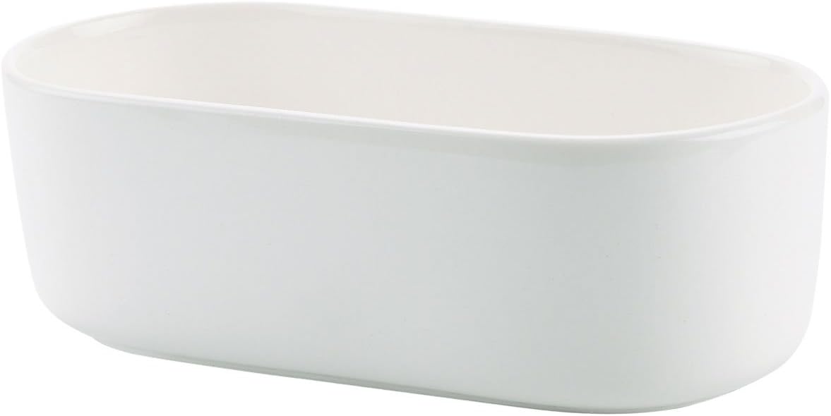 T4U Macetas pequeñas blancas para suculentas con bandeja de bambú, contenedor ovalado para plantas de cactus para decoración de mesa de oficina en