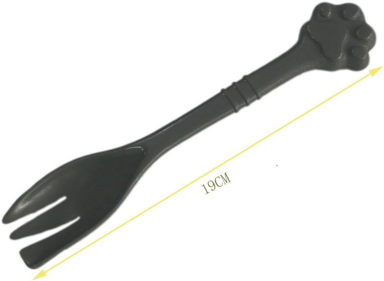Mascota Perro Gato Alimentación Lata Estaño Comida Tenedor Mezclar Cuchara Gris 7.48 Pulgadas