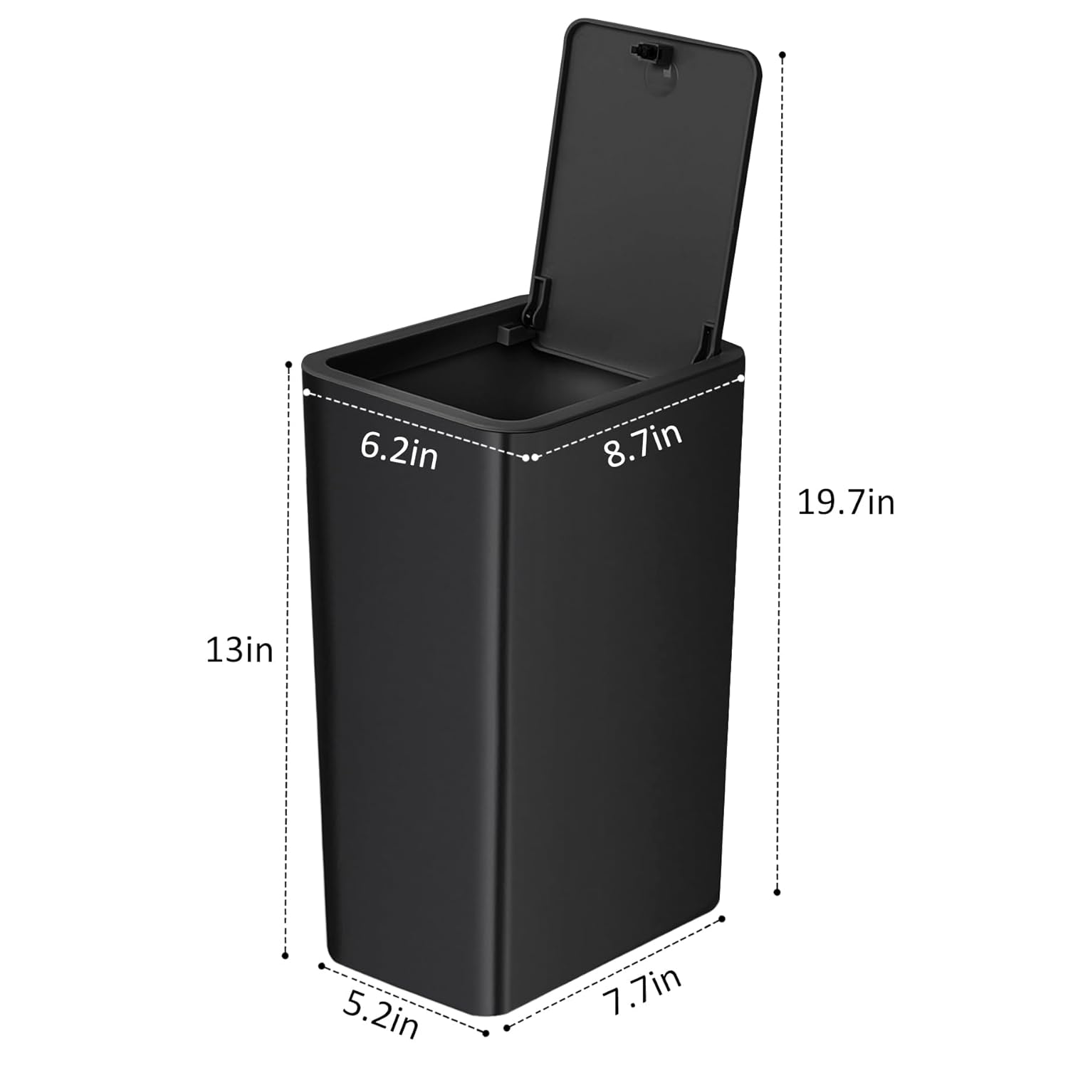 Basurero de baño con tapa, cubo de basura delgado de 10 litros2.6 galones, cesta de basura pequeña con tapa desplegable para cocina, dormitorio,