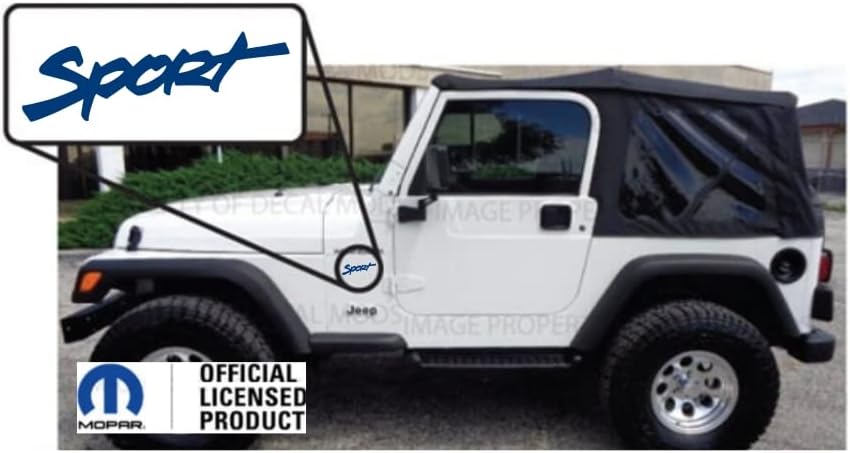 Decal Mods Fender Sport – Logotipo lateral pequeño para Jeep Wrangler TJ (1997-2003) (juego de 2) azul CBLU  SJ3Y7