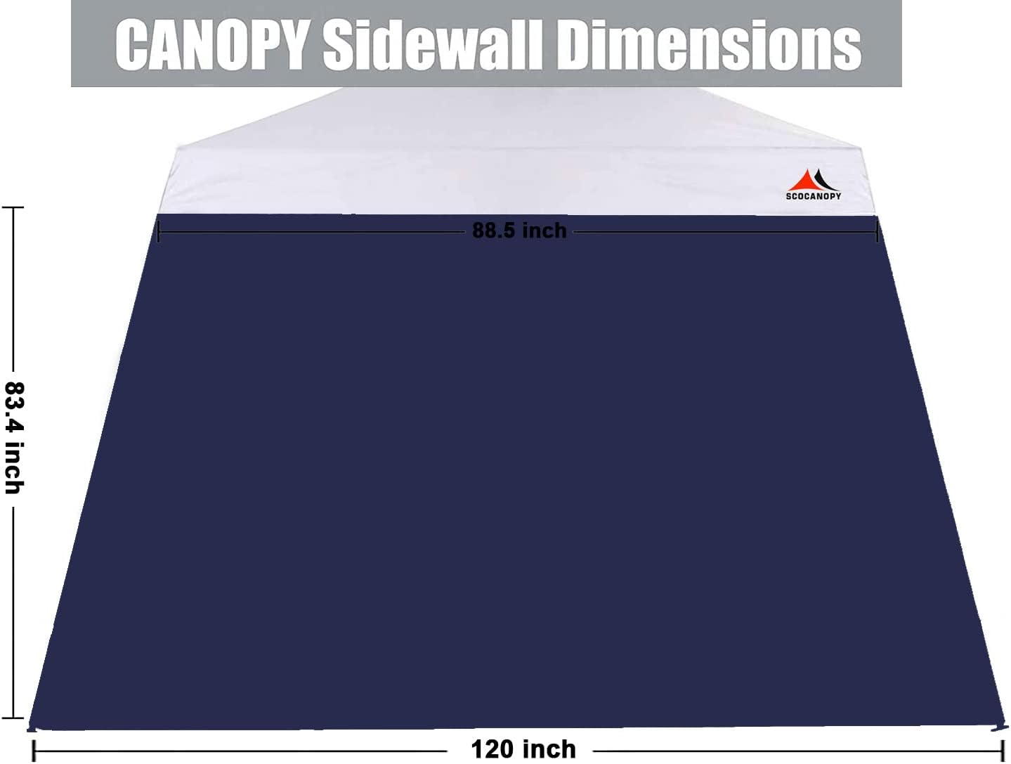 SCOCANOPY SideWall para marco de toldo de pierna inclinada de 10 x 10 pies, paquete de 3 solamente Sunwall, azul marino