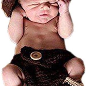 Pinbo Newborn baby Crochet Photo Prop Cowboy Set Hat Boots Diaper Cover Costume Pinbo Newborn baby Crochet Photo Prop Cowboy Set Hat Boots Diaper Cover Costume