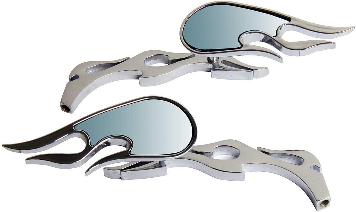 Espejos de motocicleta estilo llama cromados compatibles con Harley-Davidson Dyna Super Glide FXD 2001