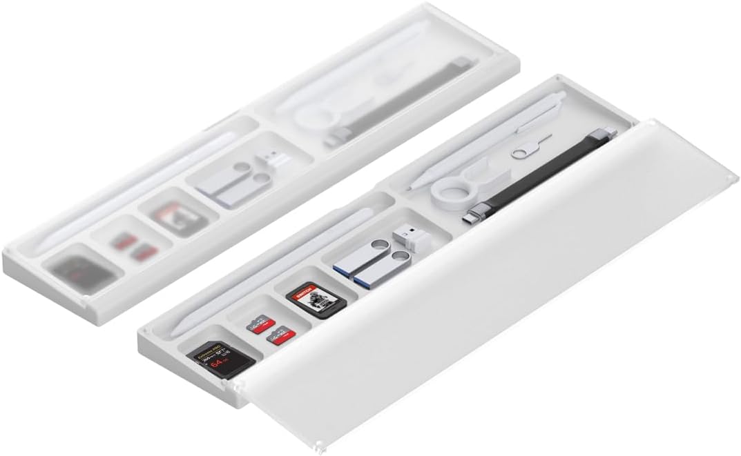 Hagibis Soporte para reposamuñecas para teclado con funda de almacenamiento de partición de escritorio, cubierta superior translúcida de PMMA, base
