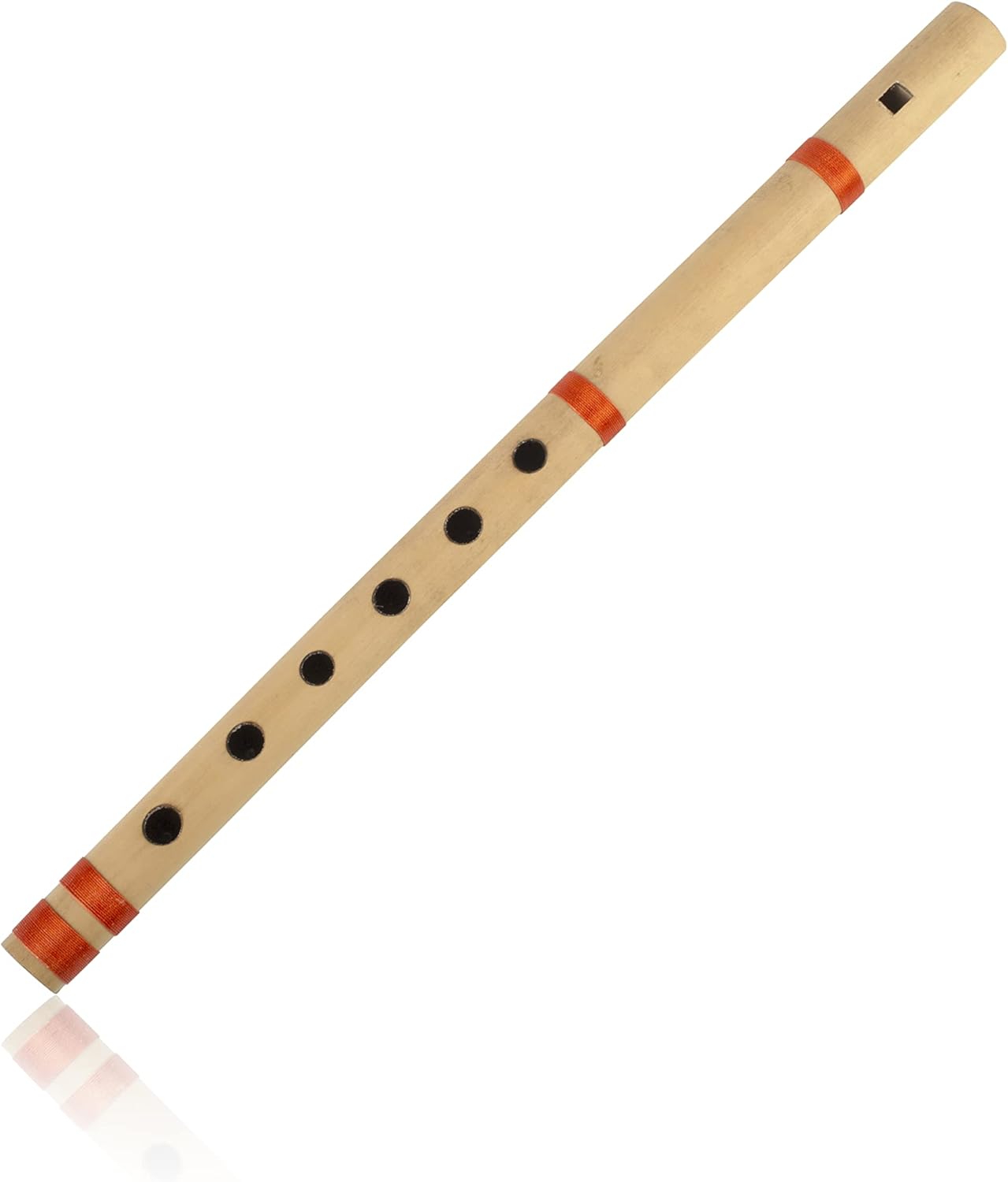 Flauta de bambú de madera india auténtica de 14 pulgadas en clave “B”, grabador de instrumentos musicales de viento de madera, Bansuri tradicional,