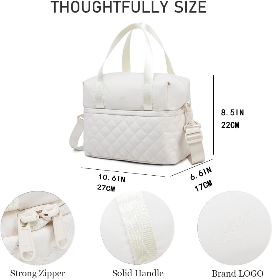 NOL Natural Organic Lifestyle Bolsa de almuerzo reutilizable para mujer, a prueba de fugas, con aislamiento medio, de nailon, con correa desmontable