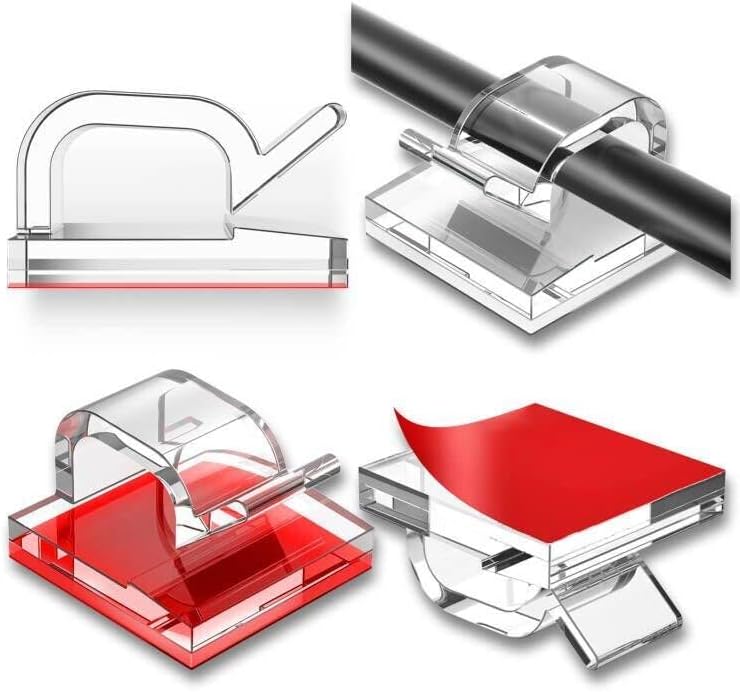 100 clips para cables, organizador de cables adhesivo, soporte para cables, organizador de cables, ganchos autoadhesivos para oficina, hogar