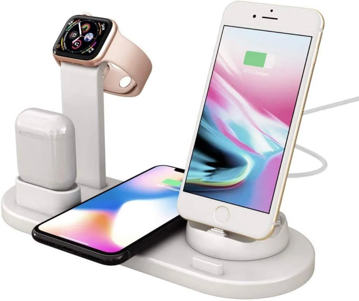 Cargador inalámbrico 4 en 1 Cargadores multifunción 15w Fast 6 en 1 Base de carga para AirPods Watch Phone iPhone 14131211propro maxXXmax (negro)