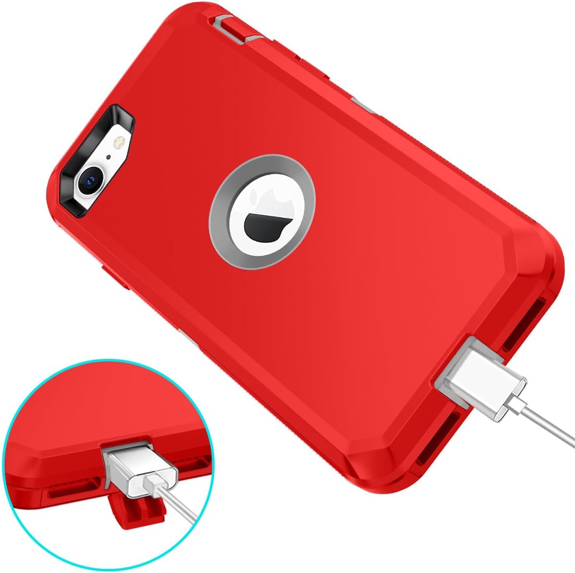 I-HONVA Funda para iPhone SE 20222020, protector de pantalla integrado, a prueba de golpes, a prueba de polvo y caídas, 3 en 1, cuerpo completo,