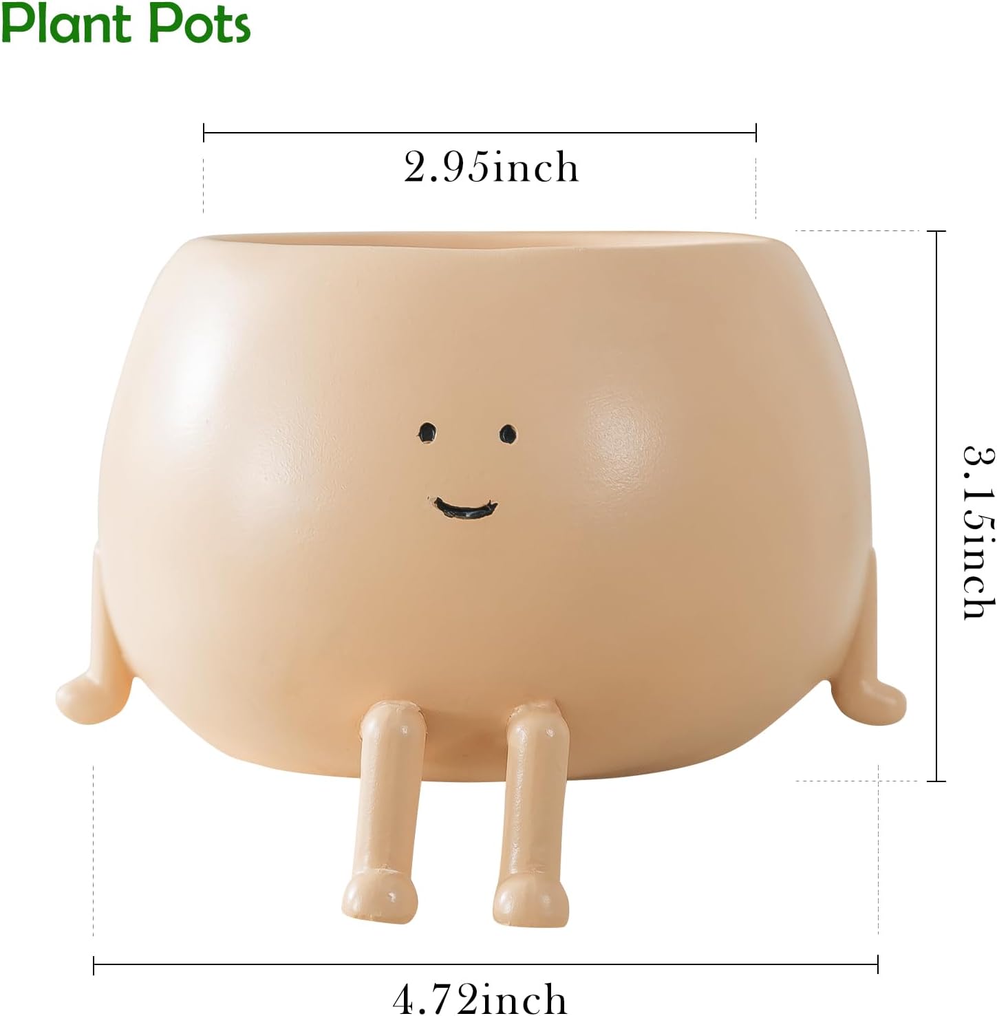 Macetas para sentarse, macetas para suculentas, macetas de cabeza de 4.7 pulgadas para plantas de interior, bonitas macetas de resina con orificio