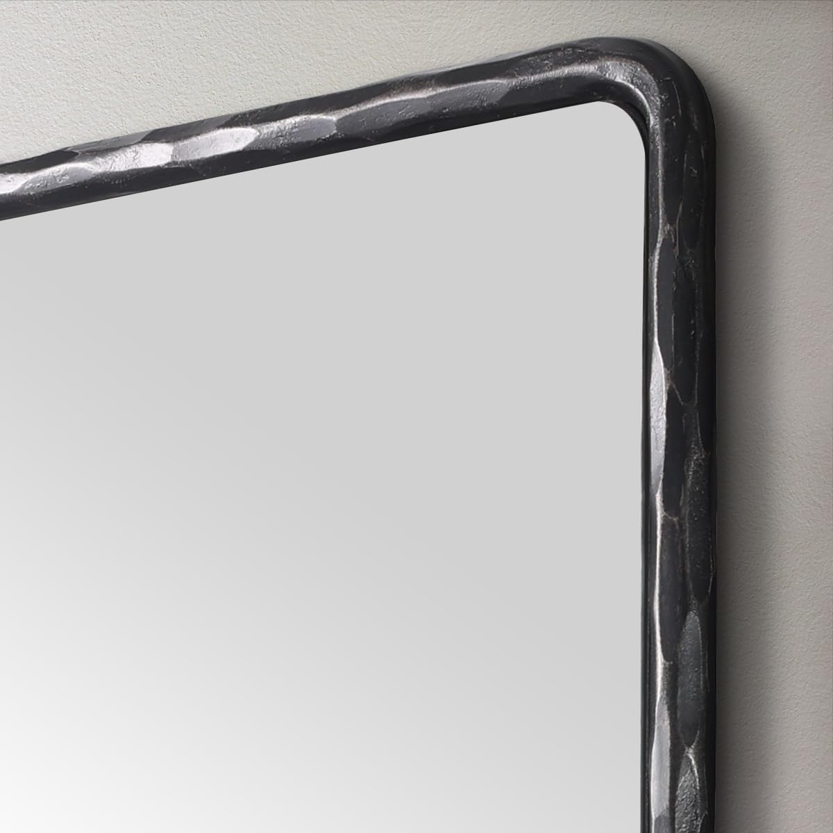 ANDY STAR Espejo de baño negro forjado a mano para pared, 24 x 36 pulgadas, marco de metal sólido vintage, espejo de tocador de baño, espejo de