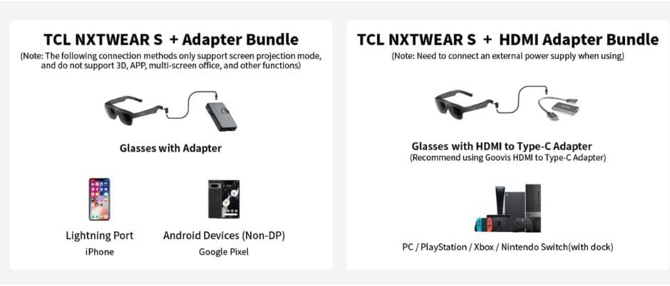 TCL NXTWEAR S con micro OLED de 201 pulgadas, gafas RayNeo XR  Gafas de visualización de video 1080P, sonido estéreo dinámico, película 3D, trabajo