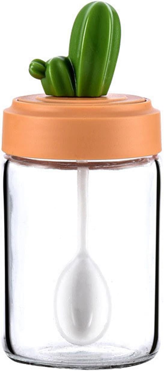 Tarros de especias con cucharas, bonitos tarros de especias de vidrio, juego de caja de condimentos de cocina, recipiente pequeño para polvo con