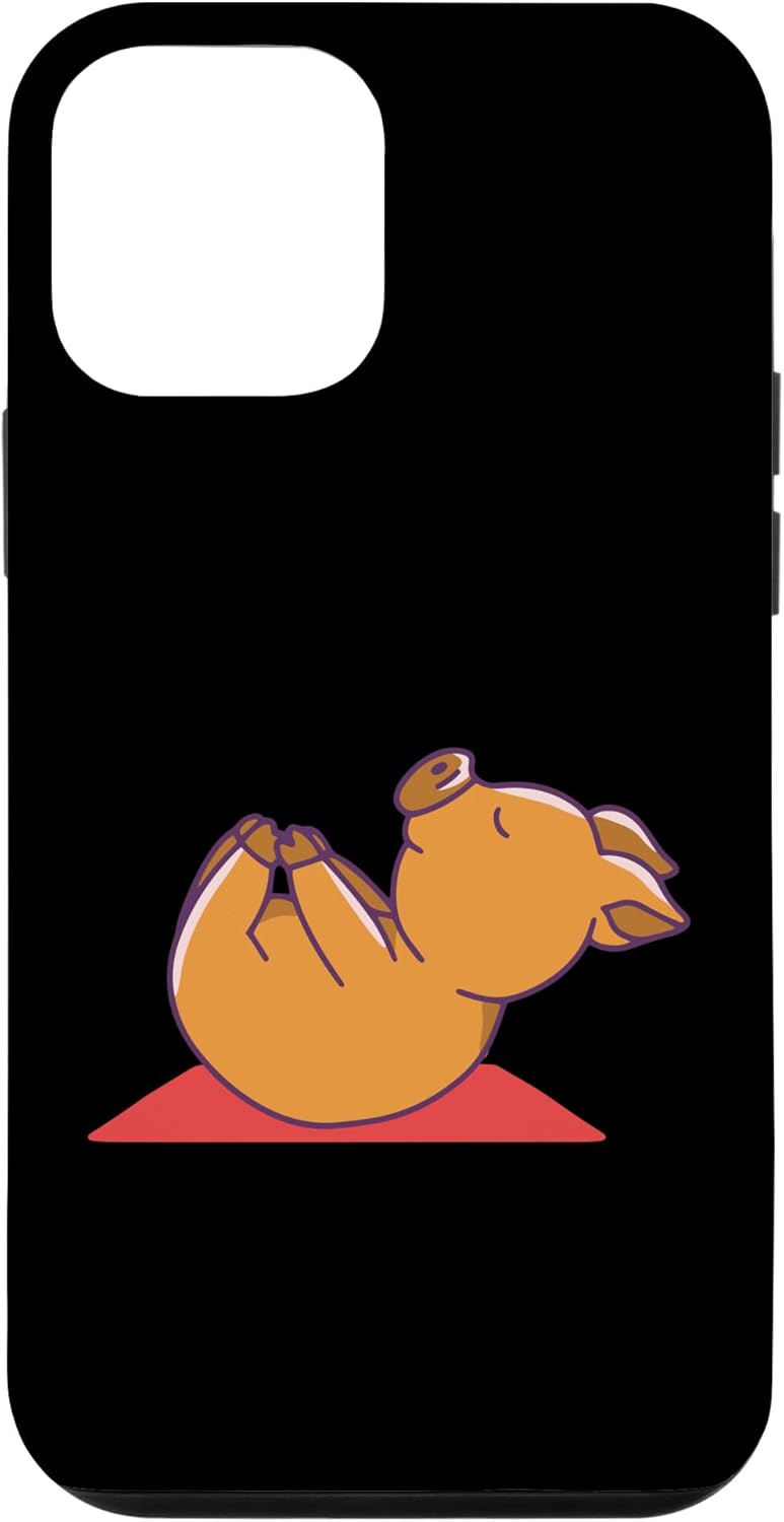 Funda divertida para iPhone 12 mini cerdo de yoga