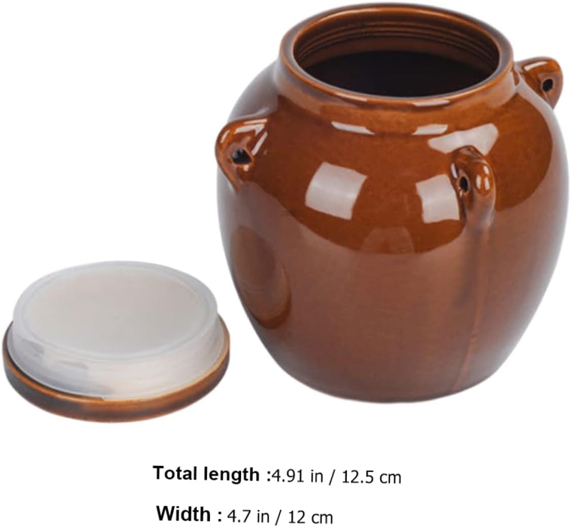 YARNOW Olla de decapado Tarro de cerámica hermético Kimchi coreano Recipientes de comida china con tapa Recipiente pequeño de cerámica Contenedores