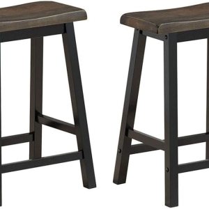 Safeplus Juego de 2 taburetes de bar, taburete vintage de madera maciza con patas de metal, taburete de bar de 24 pulgadas de altura de mostrador Safeplus Juego de 2 taburetes de bar, taburete vintage de madera maciza con patas de metal, taburete de bar de 24 pulgadas de altura de mostrador