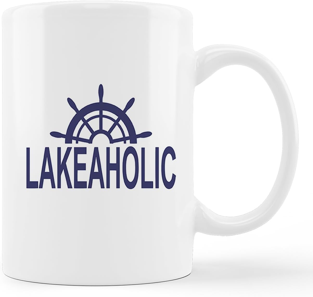 Taza de cerámica para volante de barco, 11 onzas, taza de café con leche, con asa, decoración de casa del lago, regalos para amantes del lago,
