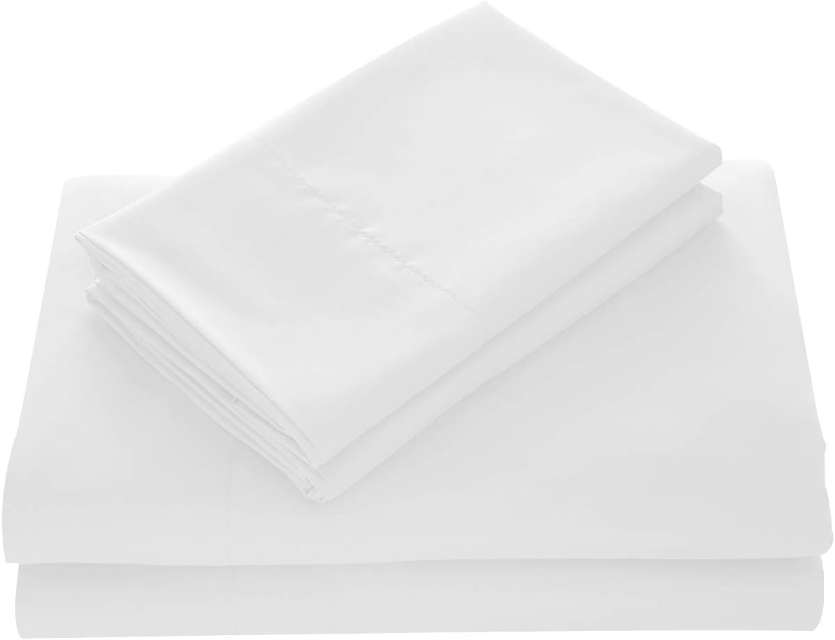Juego de sábanas de algodón egipcio extrasuave de 800 hilos de 4 piezas para bolsillo profundo de 9 a 12 pulgadas (Queen, blanco)