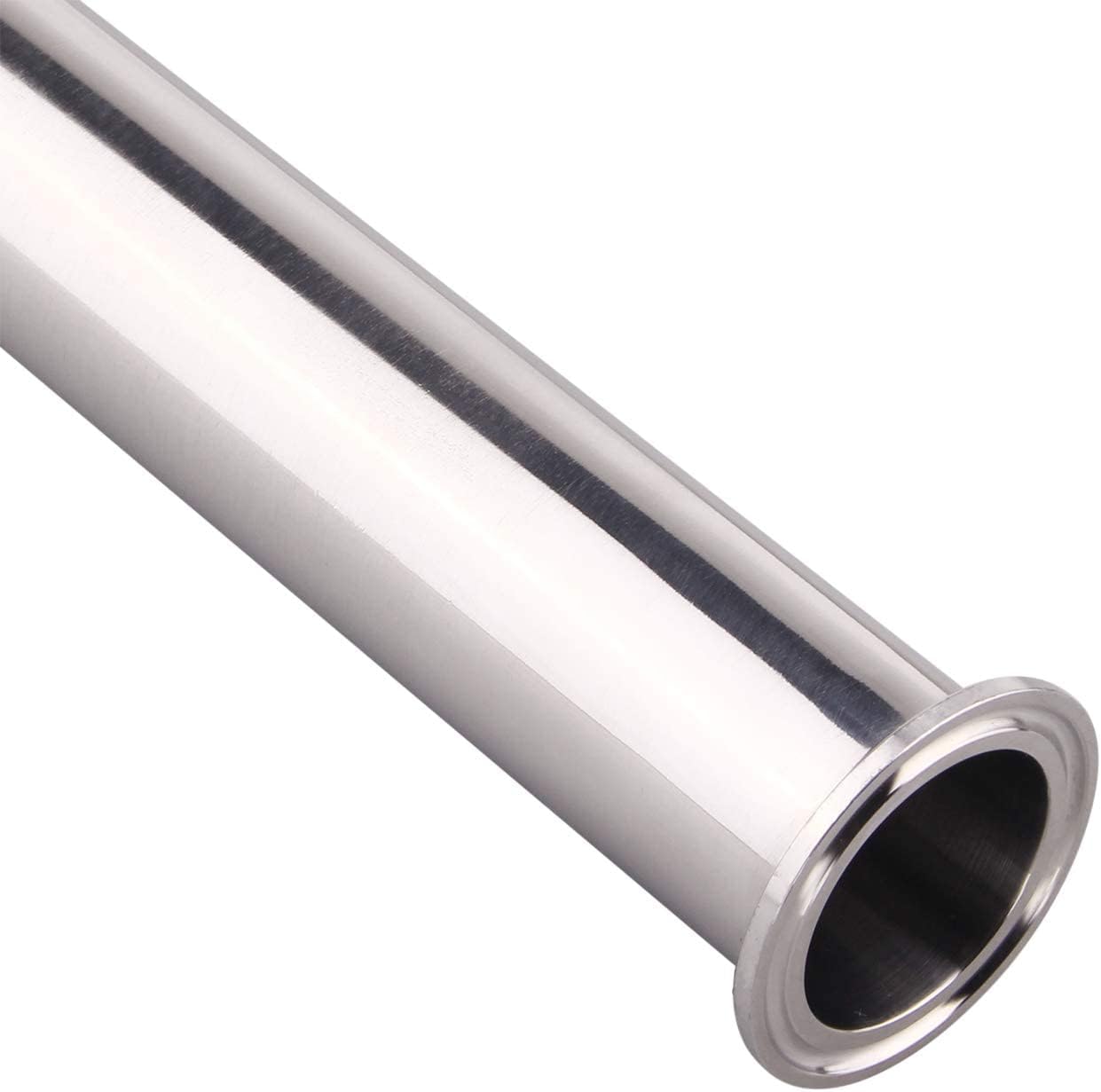 Dernord – Tubo de bobina sanitaria con extremos de abrazadera, tubo redondo liso de acero inoxidable 304 con abrazadera triple de 3.81 cm, con