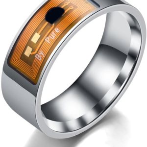 Anillo inteligente de moda NFC para teléfono móvil, anillo inteligente de acero inoxidable de 0.315 in de ancho, anillo inteligente para parejas Anillo inteligente de moda NFC para teléfono móvil, anillo inteligente de acero inoxidable de 0.315 in de ancho, anillo inteligente para parejas