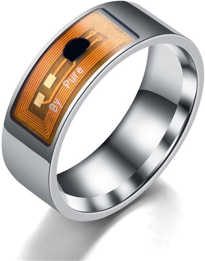 Anillo inteligente de moda NFC para teléfono móvil, anillo inteligente de acero inoxidable de 0.315 in de ancho, anillo inteligente para parejas