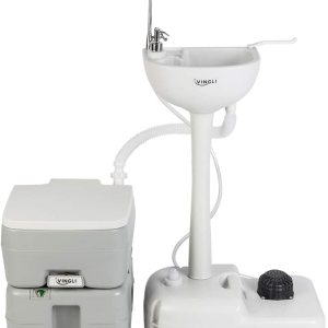 VINGLI Combo portátil mejorado para fregadero e inodoro Estación de lavado de manos de 5 galones y inodoro de descarga de 53 galones perfecto para VINGLI Combo portátil mejorado para fregadero e inodoro Estación de lavado de manos de 5 galones y inodoro de descarga de 53 galones perfecto para