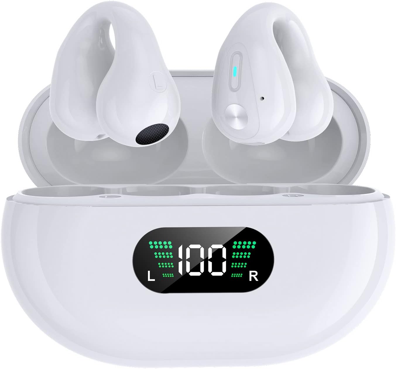 Auriculares inalámbricos con clip de conducción ósea, Bluetooth 5.3, hasta 18 horas de reproducción, batería de 350 mAh, ligeros, auriculares
