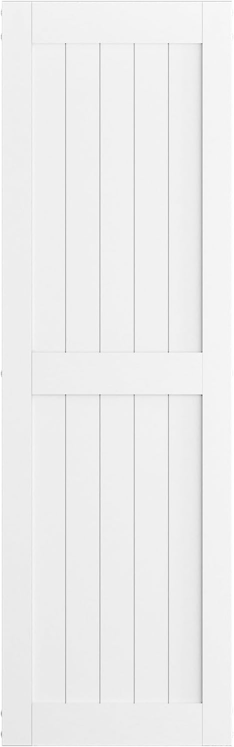 SmartStandard Puerta corrediza de MDF de 26 x 84 pulgadas, revestimiento de PVC impermeable, solo puerta interior, marco en H