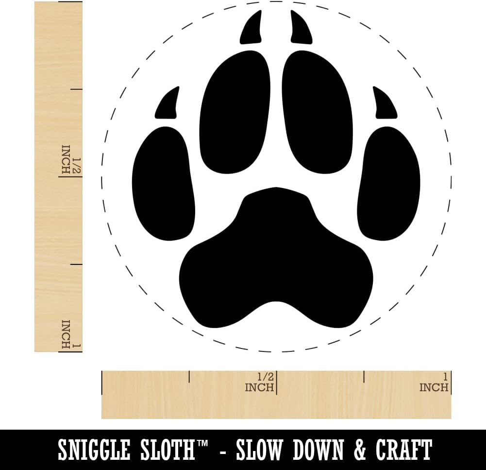 Wolf Coyote – Sello de goma autoentintado con estampado de patas, para sellar tinta, planificadores de manualidades, 1 pulgada mediana, tinta azul