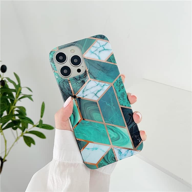 Funda para iPhone 14 Pro de 6.7 pulgadas delgada de cuerpo completo elegante funda protectora cuadrada geométrica mármol teléfono caso púrpura