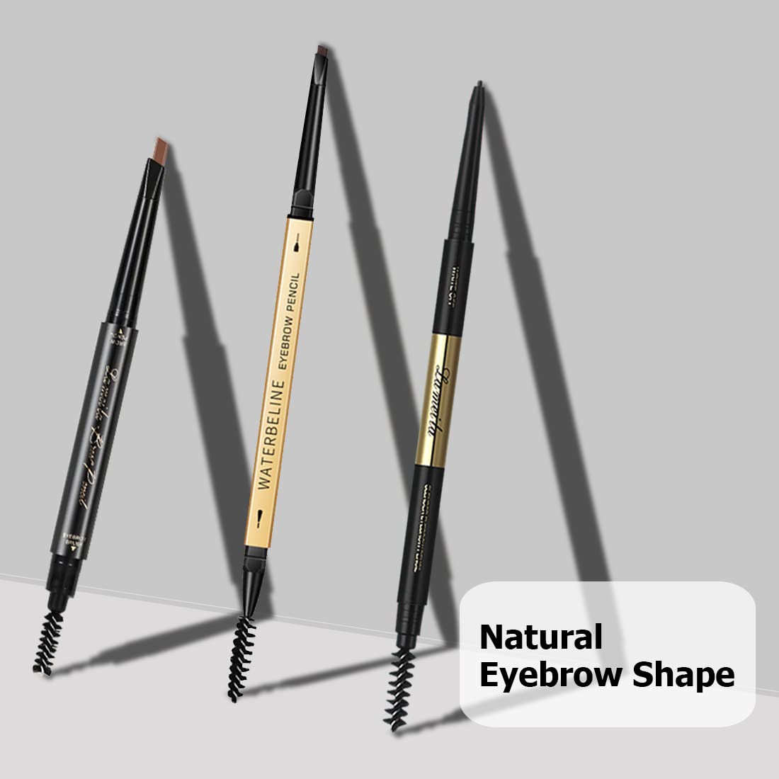 3 lápices de cejas diferentes, crean cejas de aspecto natural fácilmente y duran todo el día, 3 en 1 3 lápices de cejas, marrón claro #-0803083