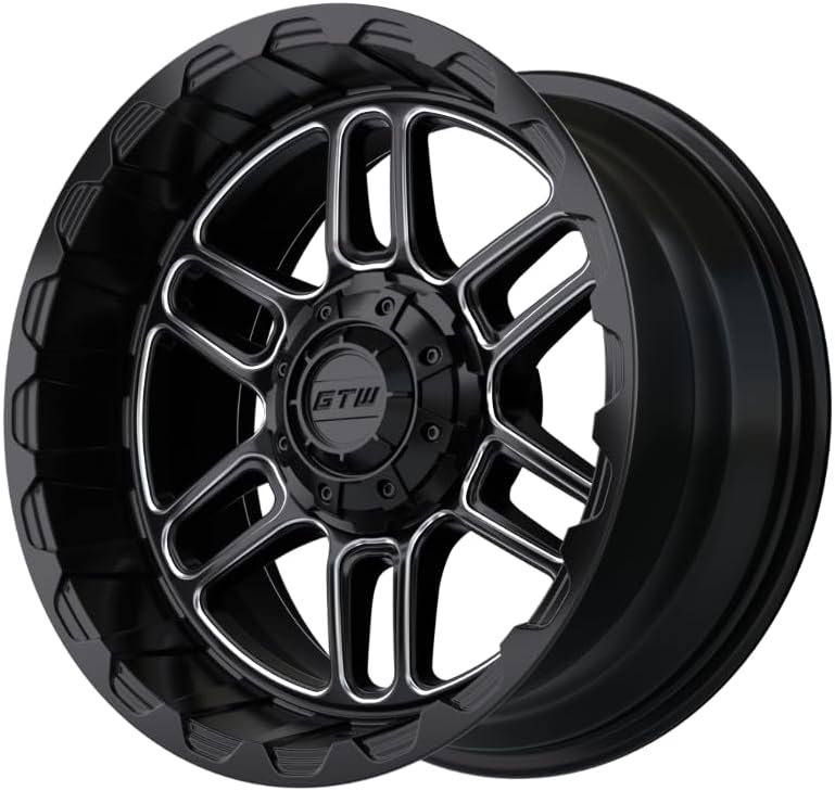 GTW Titan – Rueda de aluminio para carrito de golf de 14 pulgadas, 14 x 7 pulgadas, pernos 4-4, desplazamiento 34 (negro matemecanizado)