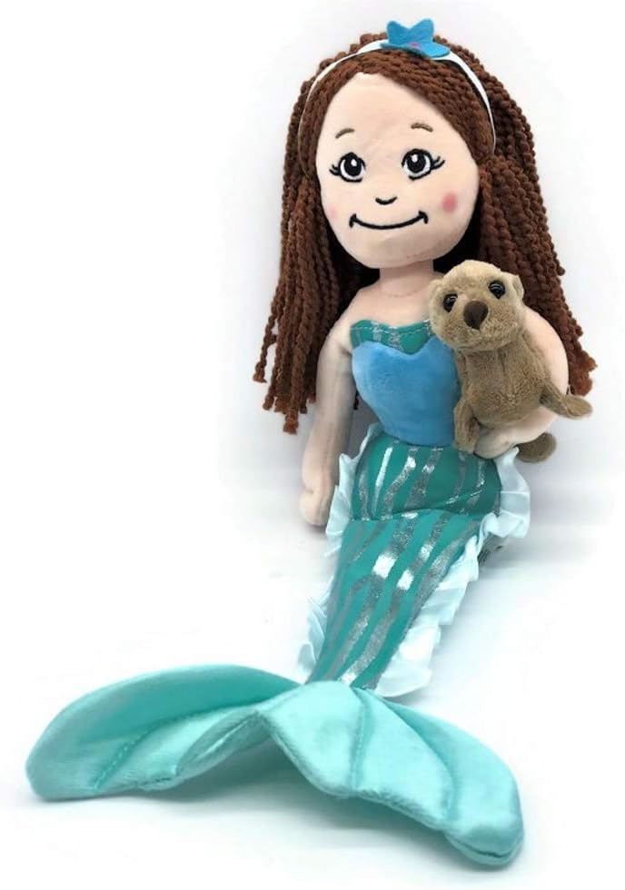 The Petting Zoo Muñeca de sirena con animal de peluche de león marino, gran regalo para niñas, muñeca de peluche de sirena con juguete de peluche de