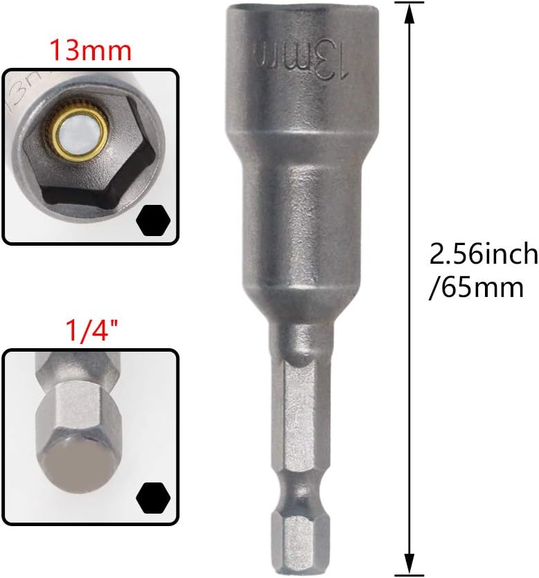 Utoolmart Broca de cambio rápido de 14 de pulgada con vástago hexagonal de 0.512 in, 2 piezas de longitud de 2.559 in, métrica con magnética, 2