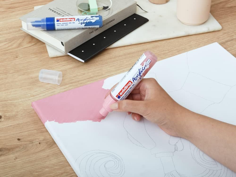 edding 5000 – Rotulador acrílico para dibujo sobre lienzo, papel artístico y madera, 1 rotulador acrílico resistente al agua, punta de cincel