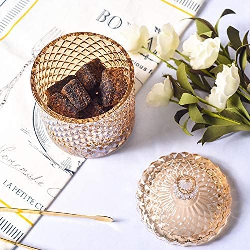 Home – Juego básico de organización de almacenamiento de alimentos, tarro facetado de diamante de cristal con tapa de cristal, adecuado como plato