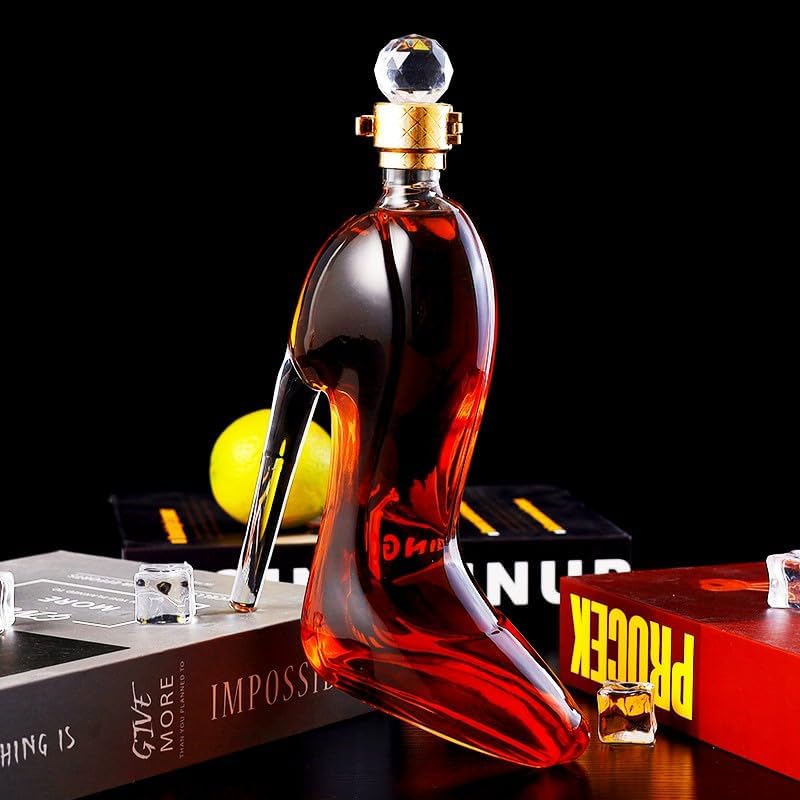 Decantador de whisky, decantador de tacón alto, con decantador de tapa de botella, decantador de vino novedoso, forma creativa, vasos de whisky