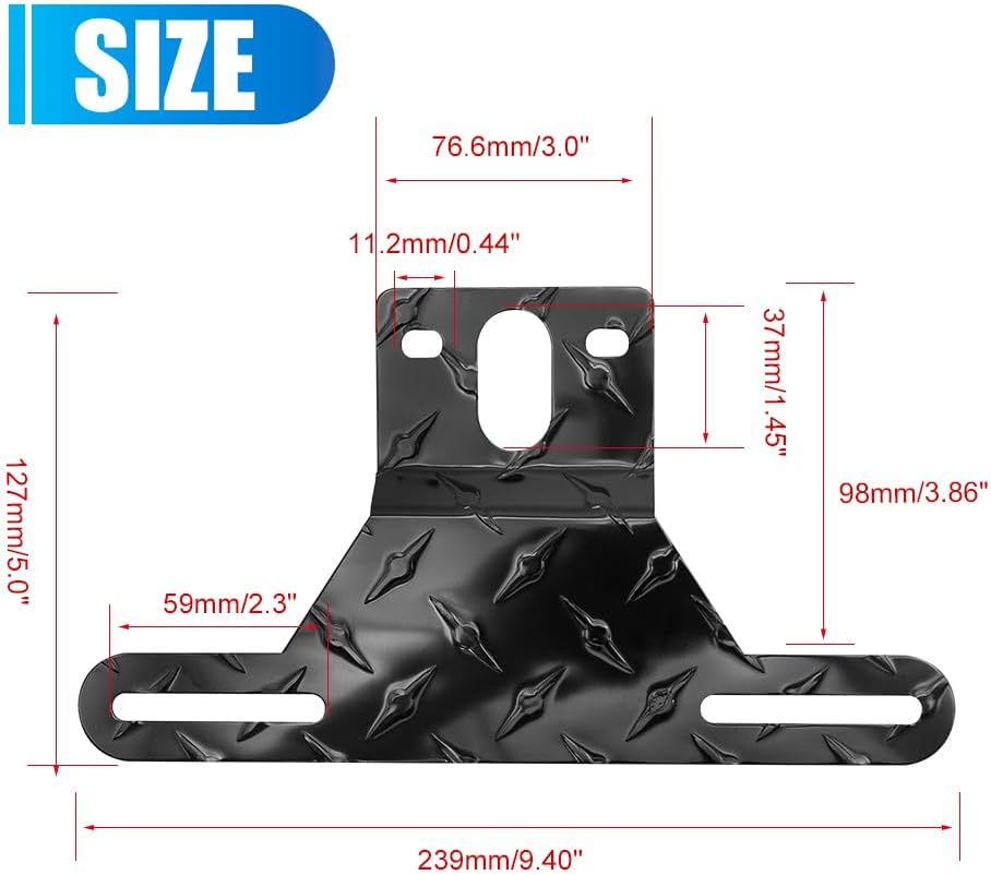Soporte de luz para matrícula de remolque para camión, caravana, todoterreno, soporte de aluminio para matrícula (color negro, 1 unidad)