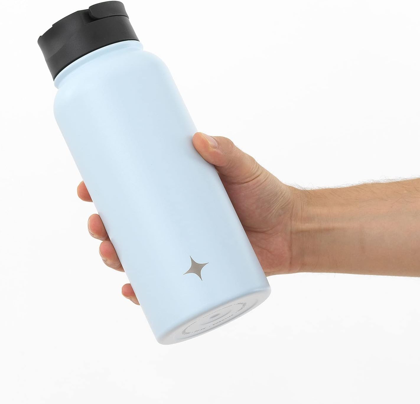 JoyJolt Botella de agua con triple aislamiento con tapa de popote y tapa abatible. Botella de agua grande de 32 onzas, botella de acero inoxidable