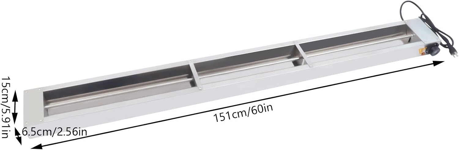 Calentador eléctrico de tira de 60 pulgadas, 1000 W, 110 V, grado comercial, calentador infrarrojo de alimentos, temperatura ajustable, calentador